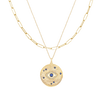 14K Yellow Gold The Mystic Evil Eye and Paperclip Necklace Set - Chakra Lounge
