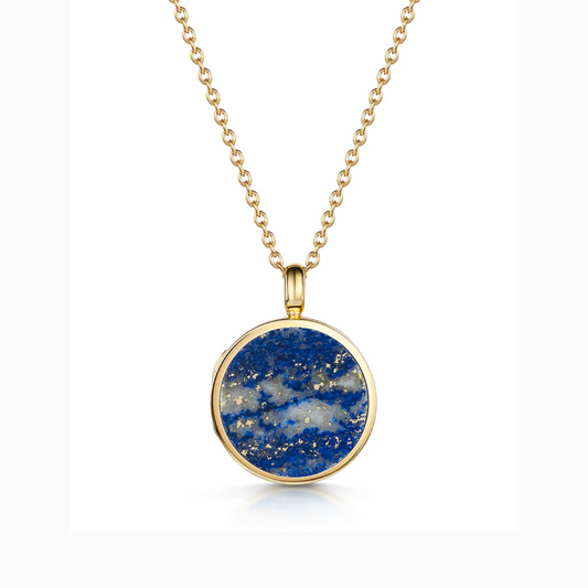 Lapis Lazuli Modern Round Locket – Gold