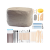 Air-Dry Modeling Clay with 40-Piece Sculpting Tool Set (Gray) - Chakra Lounge