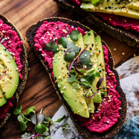 Avo Toast with Beet Hummus