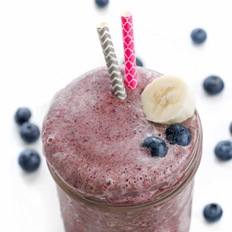 High Protein Blueberry Kale Power Smoothie