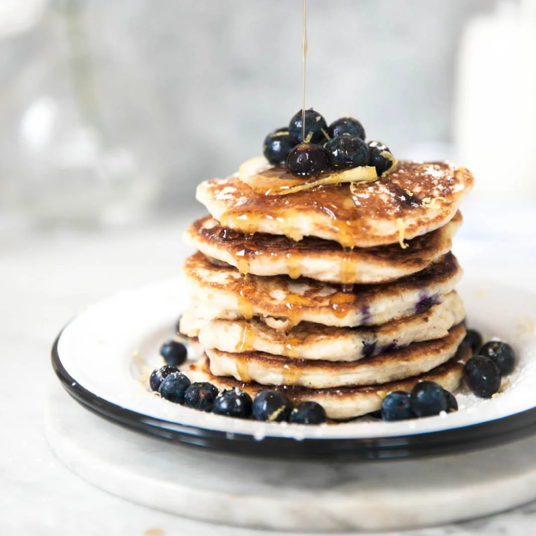 Lemon Blueberry Quinoa Pancakes