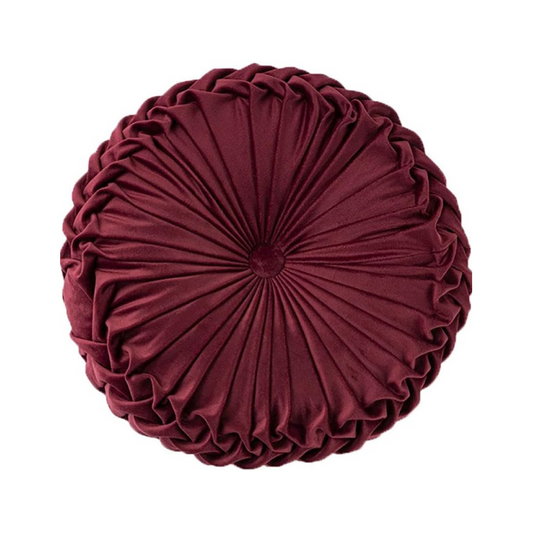 Burgundy Velvet Round Pillow