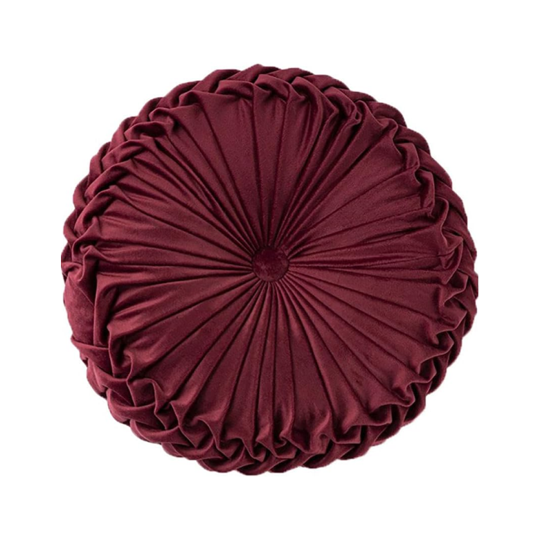 Burgundy Velvet Round Pillow
