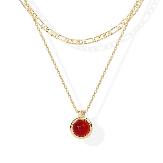 14K Gold Plated Layered Carnelian Necklace