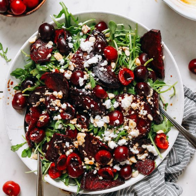 Roasted Beet & Cherry Salad with Balsamic Vinaigrette