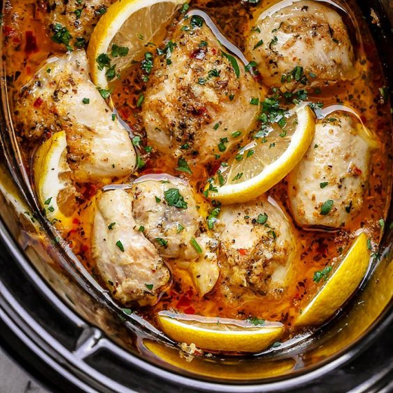 Crock Pot Lemon Garlic Butter Chicken Thighs