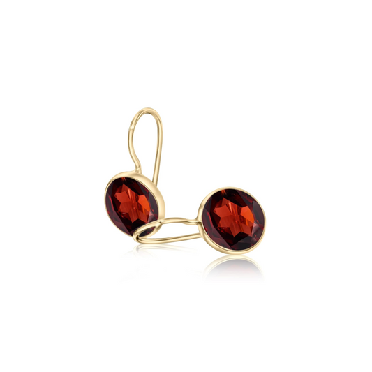 Dainty 14K Gold Garnet Earrings