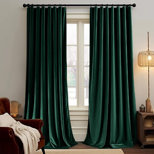 Emerald Green Velvet Blackout Curtain