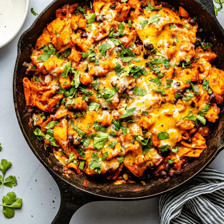 Butternut Squash and Black Bean Enchilada Skillet