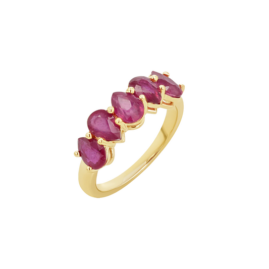 14k Gold Pear Shape Ruby Half Eternity