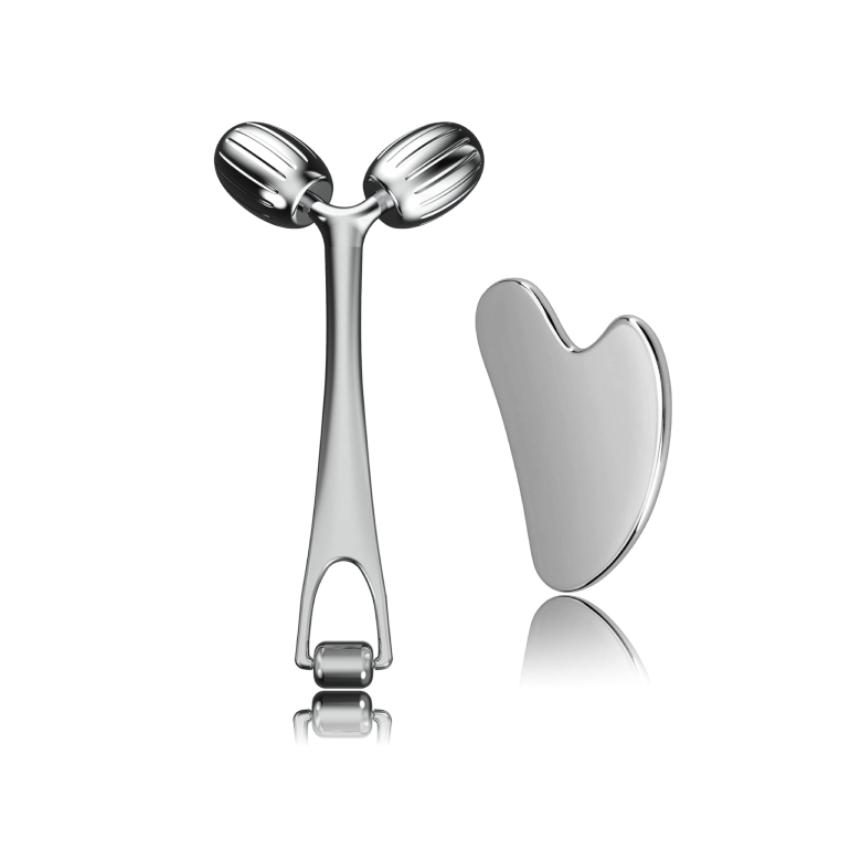 Gua Sha and Metal Face Roller Massager