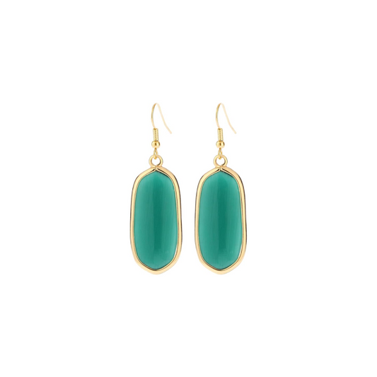 Green Crystal Drop Dangle Earrings