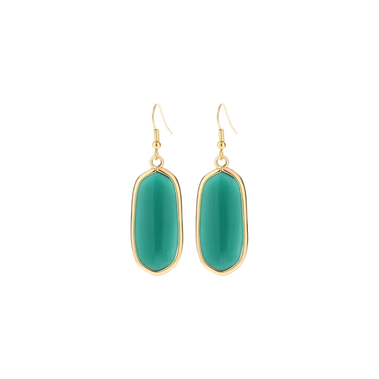 Green Crystal Drop Dangle Earrings