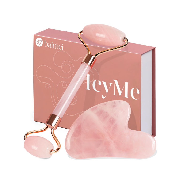 Pink Jade Roller and Gua Sha Set