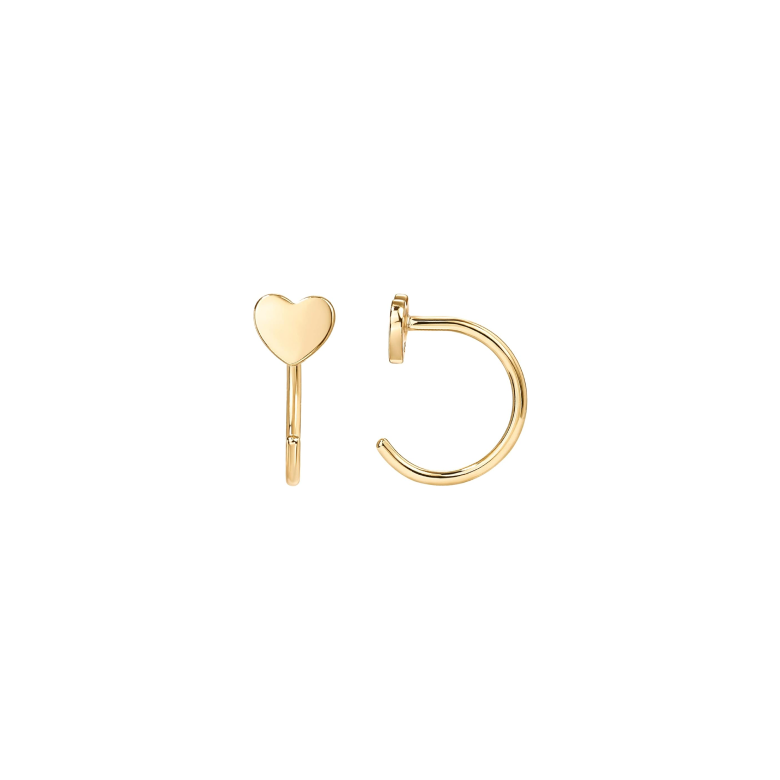 Heart Huggie Half Hoop Earrings