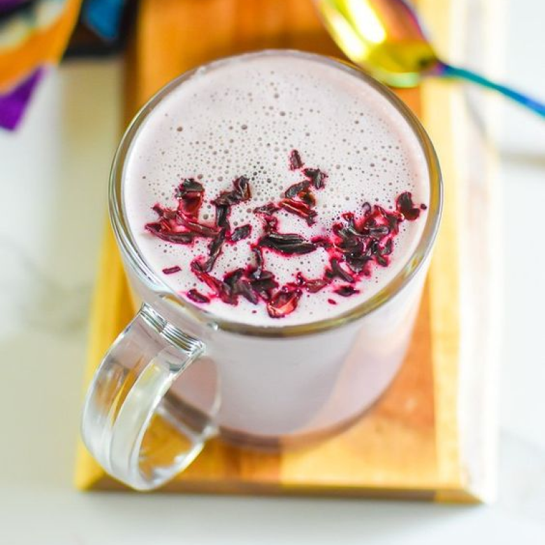 Hibiscus Latte with Coconut Milk