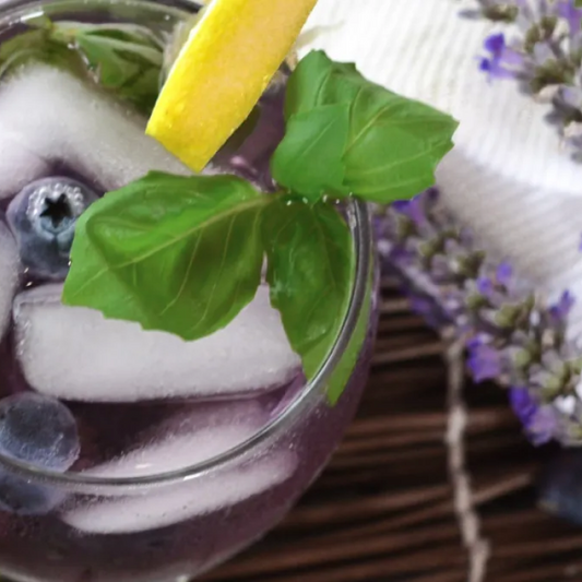 Blueberry Basil Lemon Lavender Mocktail