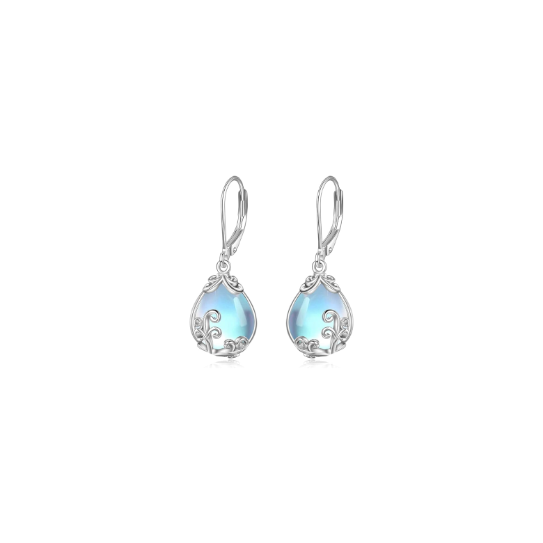 Moonstone Teardrop Dangle Earrings
