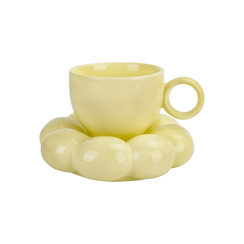 Ceramic Coffee Mug with Saucer Set