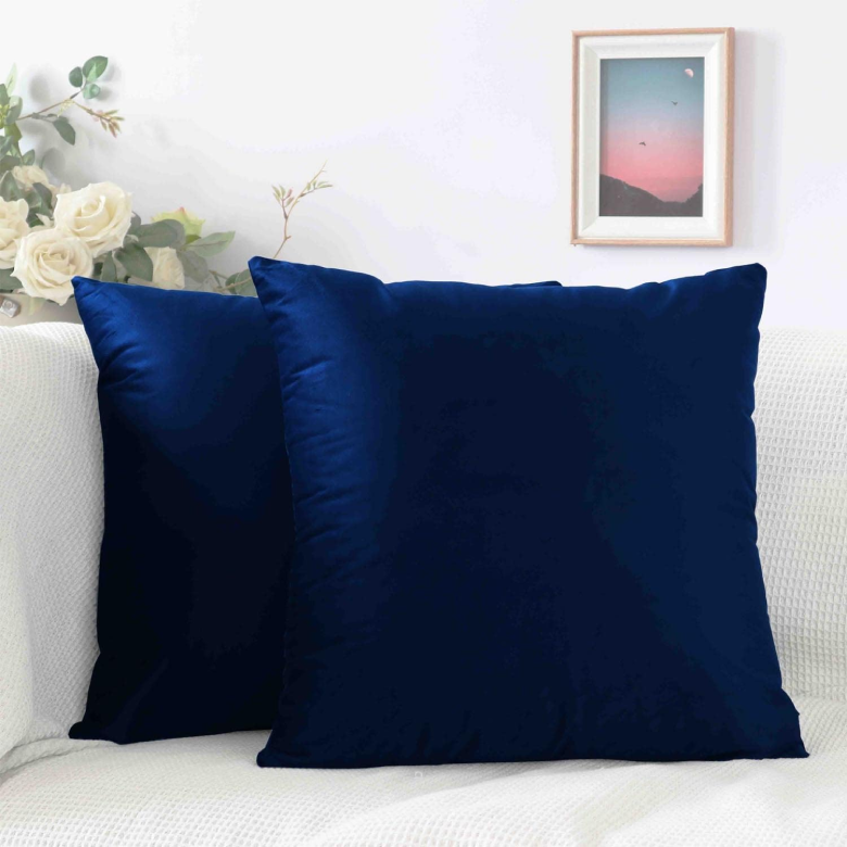 Velvet Dark Blue Throw Pillow Covers