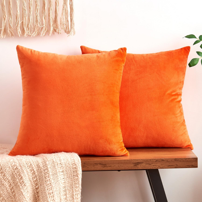 Set of 2 Decorative Velvet Throw Pillow Covers, 18x18 inch