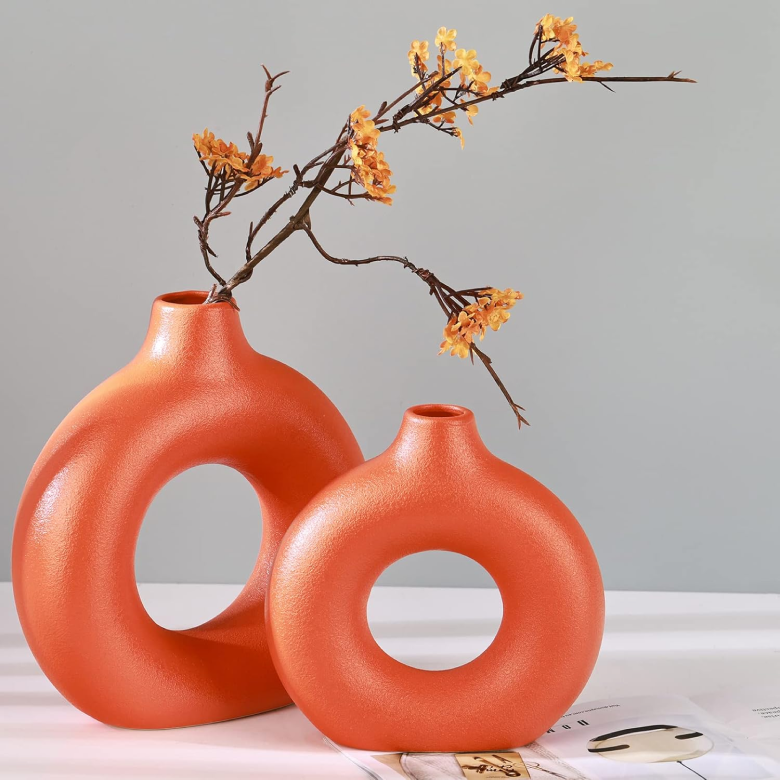 Ceramic Orange Vases