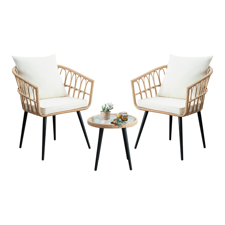 Outdoor Wicker Bistro Chair Set