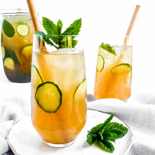 Peppermint and cucumber iced tea