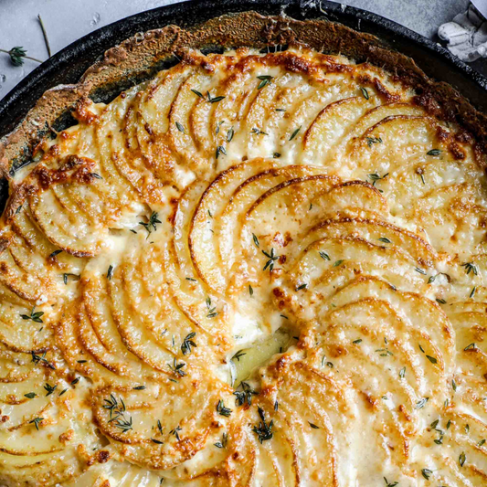 Crispy Parmesan and Gruyere Potato Gratin