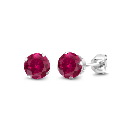 Ruby Stud Earrings in Sterling Silver