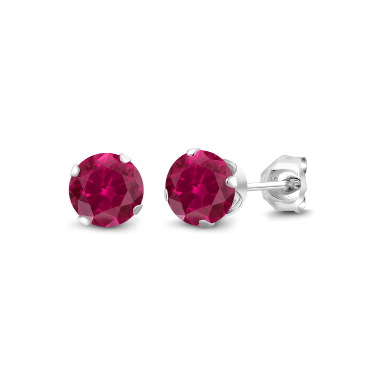 Ruby Stud Earrings in Sterling Silver