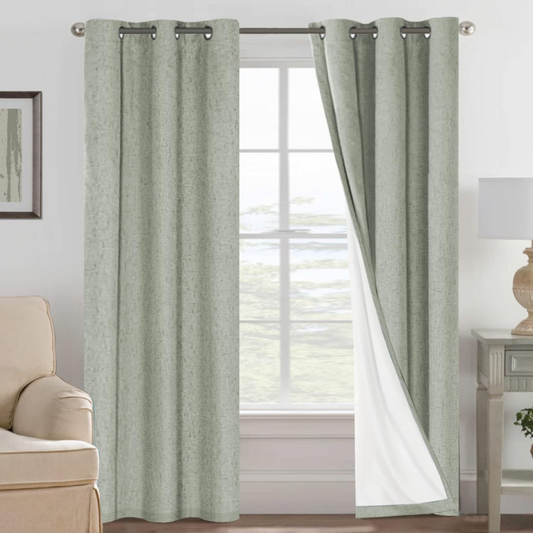 Sage Blackout Linen Curtain