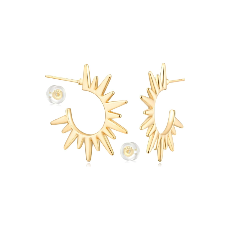 Sun Hoop Earrings 14K Gold Hypoallergenic