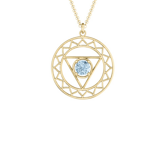 10K Solid Gold Throat Chakra Pendant