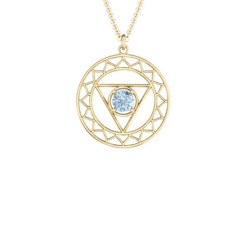 10K Solid Gold Throat Chakra Pendant