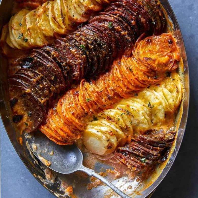 Cheesy Root Vegetable Gratin