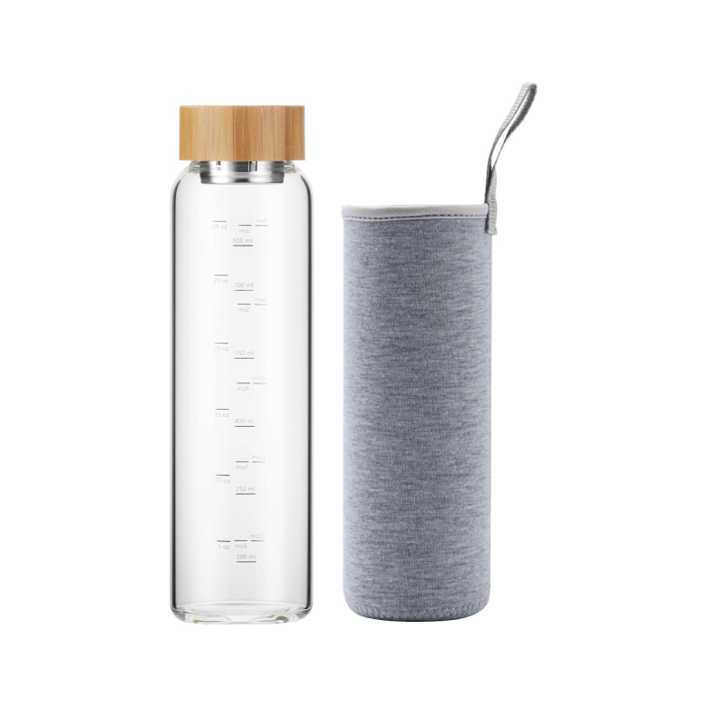 Water Bottle with Bamboo Lid and Sleeve 32oz